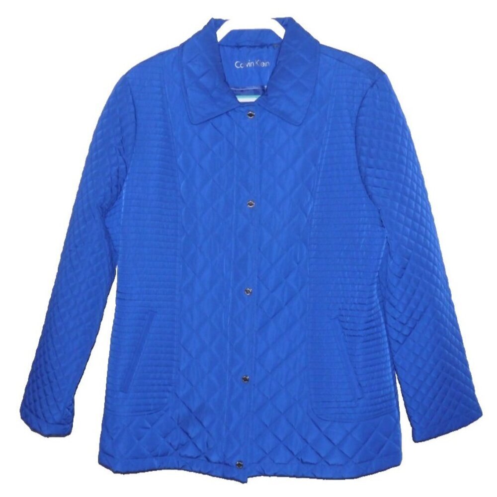 CALVIN KLEIN blue quilted light weight 100% polyester coat, jacket Women's XL